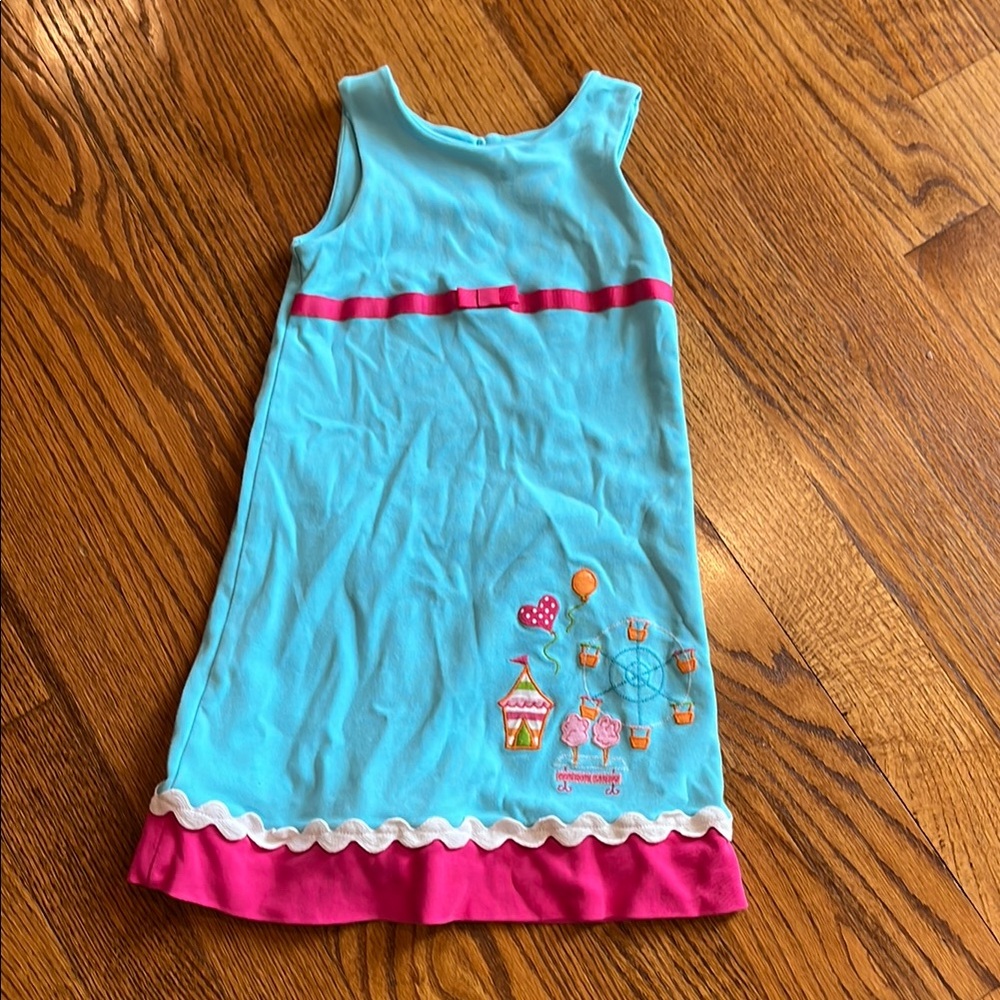 Hartstrings Aqua Blue Sleeveless Dress cotton candy big girl size 8
